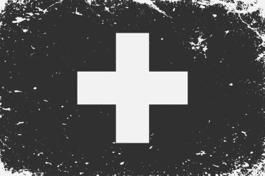 Grunge stili siyah beyaz İsviçre bayrağı.