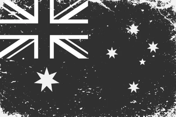 Grunge Gestylte Schwarz Weiße Flagge Australien — Stockvektor