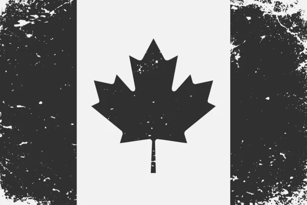 Grunge Gestylte Schwarz Weiße Flagge Kanada — Stockvektor