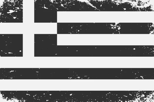 Grunge Estilo Negro Blanco Bandera Grecia — Archivo Imágenes Vectoriales