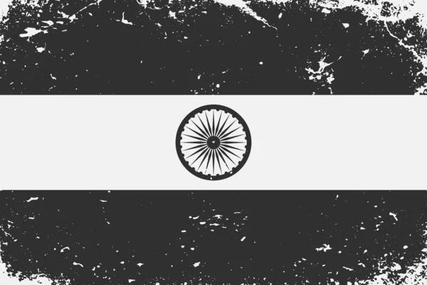 Grunge Styled Μαύρο Και Άσπρο Σημαία Ινδία — Διανυσματικό Αρχείο