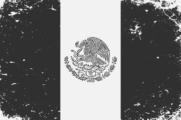 Bandera Grunge Estilo Blanco Negro México — Archivo Imágenes Vectoriales