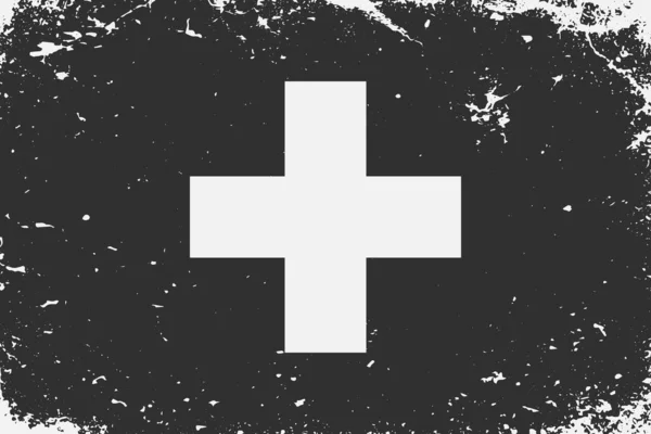 Grunge Estilo Preto Branco Bandeira Suíça —  Vetores de Stock