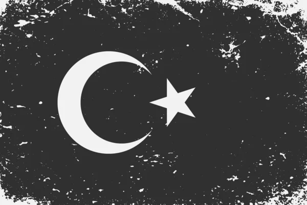 Grunge Gestylte Schwarz Weiße Flagge Türkei — Stockvektor