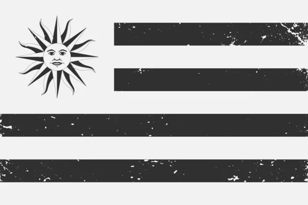 Grunge Estilo Negro Blanco Bandera Uruguay — Vector de stock
