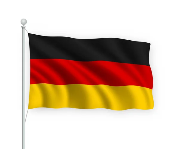 Bandera Ondeante Alemania Asta Bandera Aislado Sobre Fondo Blanco — Vector de stock