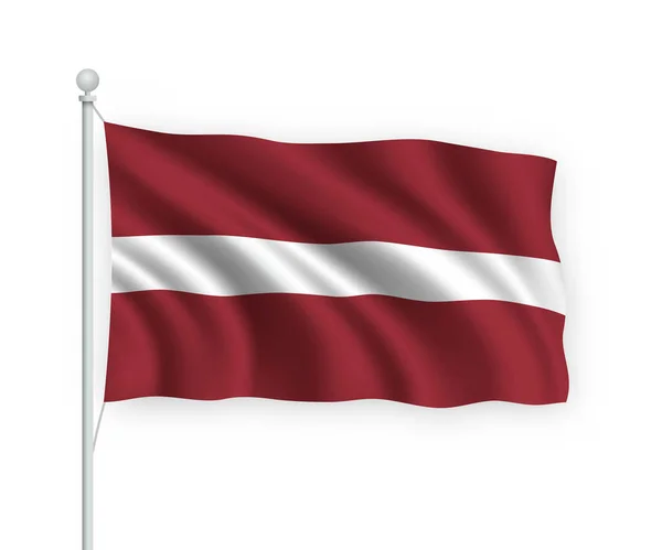 Acenando Bandeira Letão Mastro Isolado Fundo Branco — Vetor de Stock