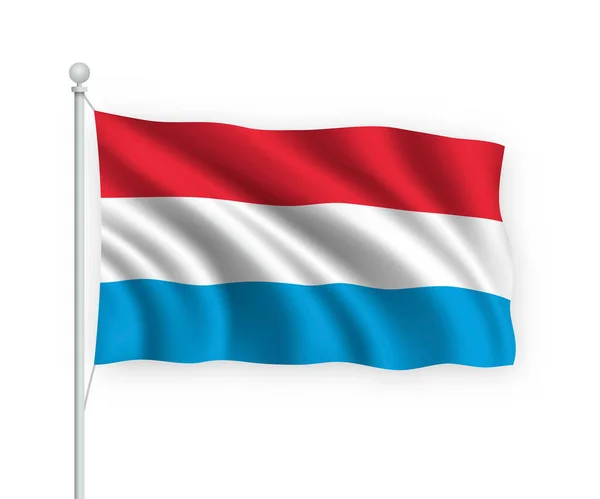 Integető Zászló Luxemburg Zászlórúdon Izolált Fehér Alapon — Stock Vector