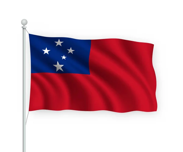 Розмахуючи Прапором Самоа Флагштоку Ізольований Білому Тлі — стоковий вектор
