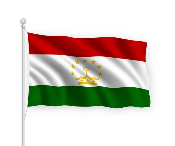 Flagge Tadschikistan Auf Fahnenmast Isoliert Auf Weißem Hintergrund — Stockvektor