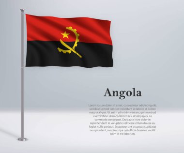 Bayrak direğinde Angola bayrağı sallıyor. Bağımsızlık Günü poster tasarımı için şablon