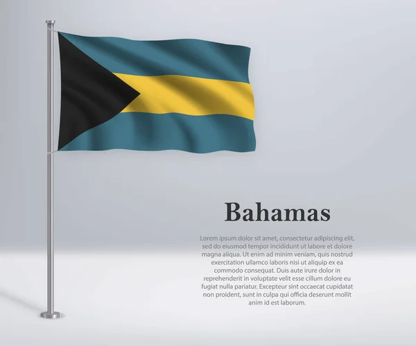 在旗杆上摇曳巴哈马国旗 独立日海报模板设计 — 图库矢量图片