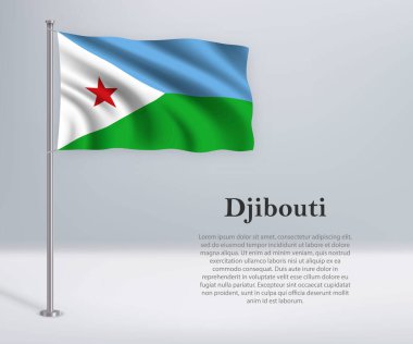 Bayrak direğinde Cibuti bayrağı sallıyor. Bağımsızlık Günü poster tasarımı için şablon