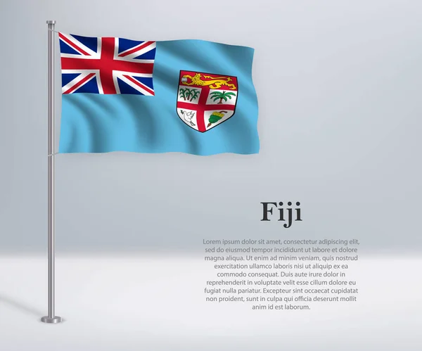 Viftar Fijis Flagga Flaggstången Mall För Oberoende Dag Affisch Design — Stock vektor