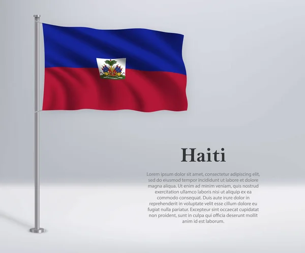 Размахивая Флагом Гаити Флагштоке Шаблон Плаката Дню Независимости — стоковый вектор