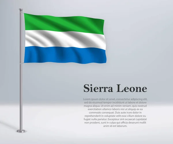 Bayrak Direğinde Sierra Leone Bayrağı Sallıyor Bağımsızlık Günü Poster Tasarımı — Stok Vektör