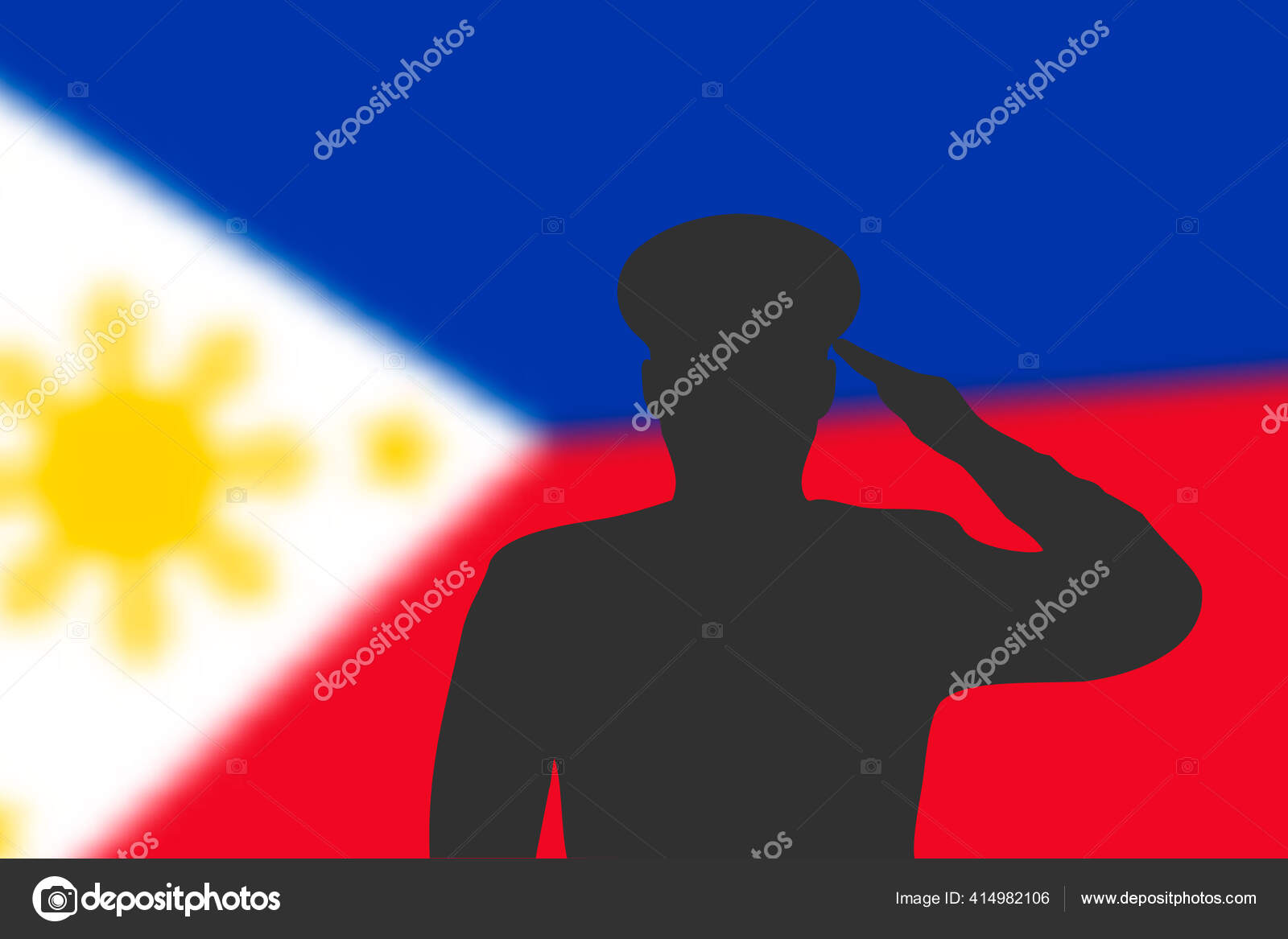 Siluet Solder Pada Latar Belakang Kabur Dengan Bendera Filipina Templat Stok Vektor C Grebeshkovmaxim Gmail Com 414982106