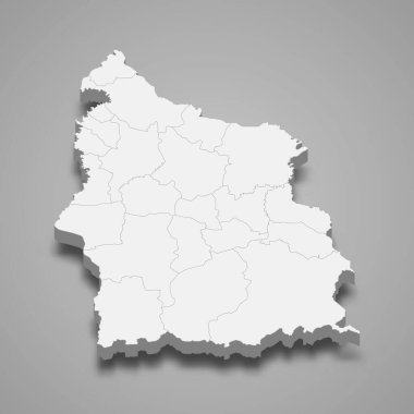 Sisaket 'in 3D haritası Tayland' da bir ildir. Vektör illüstrasyonu