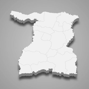 3D Surin haritası Tayland 'ın bir vilayeti. Vektör illüstrasyonu