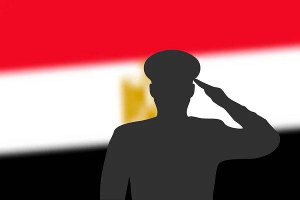 Soldeer Silhouet Wazige Achtergrond Met Egyptische Vlag Sjabloon Voor Herdenkingsdag — Stockvector