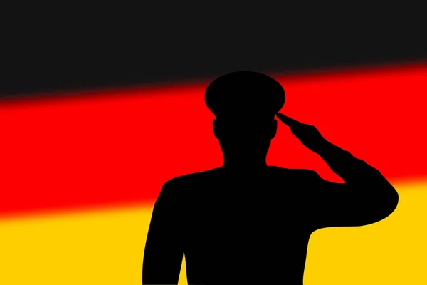 Solder Silhouette Blur Background Germany Flag Template Memorial Day — Stock Vector