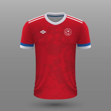 Gerçekçi futbol tişörtü 2020, Rusya futbol takımı için forma şablonu.
