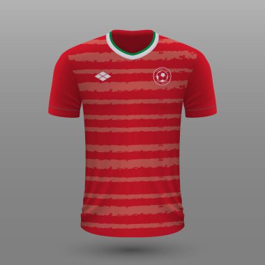 Gerçekçi futbol tişörtü 2020, Macaristan futbol takımı için forma şablonu.