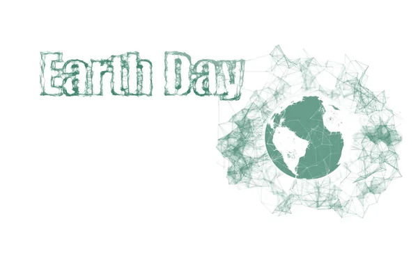 Earth Day med Globen. Happy Earth Day typografi plexus design för Gratulations kort och affisch. — Stockfoto
