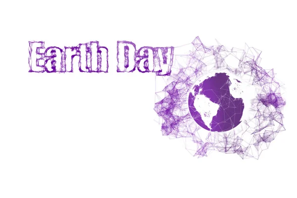 Earth Day med Globen. Happy Earth Day typografi plexus design för Gratulations kort och affisch. — Stockfoto