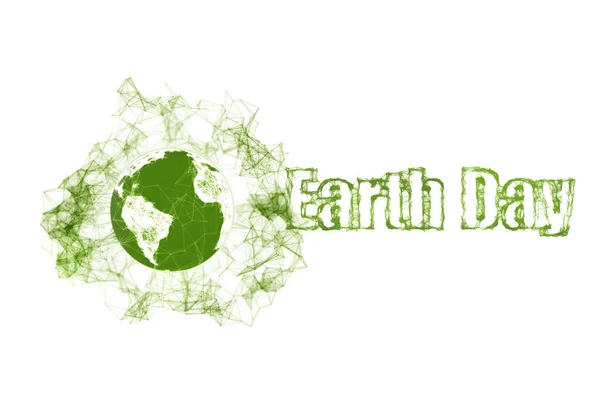 Dia da Terra com o globo. Projeto do plexo da tipografia do Dia da Terra Feliz para cartões de saudação e cartaz . — Fotografia de Stock