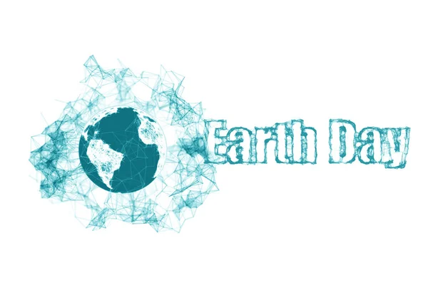 De dag van de aarde met de bol. Happy Earth Day typografie plexus ontwerp voor wenskaarten en poster. — Stockfoto