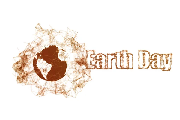 Dia da Terra com o globo. Projeto do plexo da tipografia do Dia da Terra Feliz para cartões de saudação e cartaz . — Fotografia de Stock