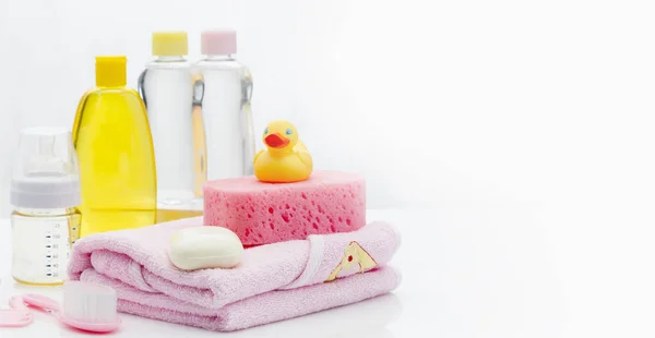 Baby hygiene essentials still life — Stock Photo, Image