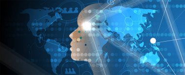 Soyut yapay zeka. Teknoloji web arka plan. Sanal kavramı