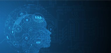 Soyut yapay zeka. Teknoloji web arka plan. Sanal kavramı