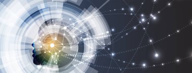 Soyut yapay zeka. Teknoloji web arka plan. Sanal kavramı