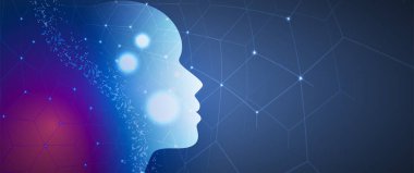 Soyut yapay zeka. Teknoloji web arka plan. Sanal kavramı