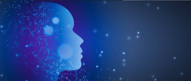 Soyut yapay zeka. Teknoloji web arka plan. Sanal kavramı