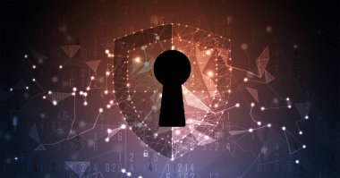 Siber güvenlik ve bilgi ya da ağ koruması. İş ve internet projesi için gelecekteki siber teknoloji web hizmetleri