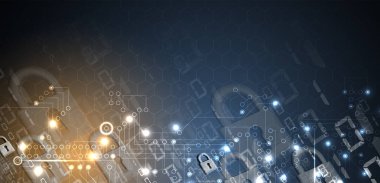 Siber güvenlik ve bilgi ya da ağ koruması. İş ve internet projesi için gelecekteki siber teknoloji web hizmetleri