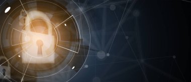 Siber güvenlik ve bilgi ya da ağ koruması. İş ve internet projesi için gelecekteki siber teknoloji web hizmetleri