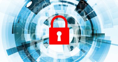 Siber güvenlik ve bilgi ya da ağ koruması. İş ve internet projesi için gelecekteki siber teknoloji web hizmetleri