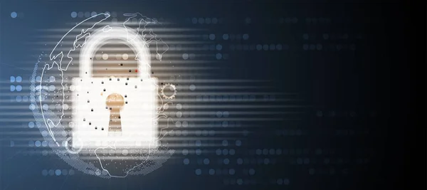 Cibersegurança e informação ou proteção de rede. Tecnologias futuras — Vetor de Stock