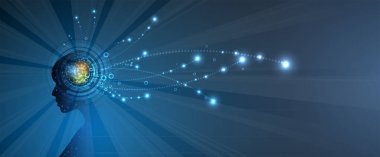 Soyut yapay zeka. Teknoloji web arka plan. Sanal kavramı
