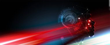 Soyut yapay zeka. Teknoloji web arka plan. Sanal kavramı