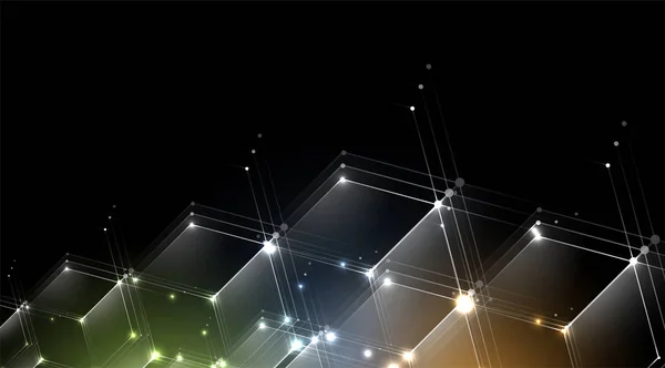 抽象结构电路计算机立方体技术业务背景 — 图库矢量图片