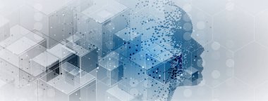 Soyut yapay zeka. Teknoloji web arka plan. Sanal kavramı