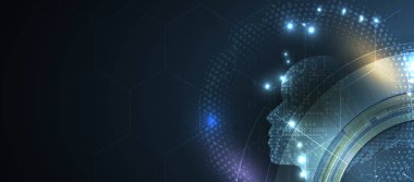 Soyut yapay zeka. Teknoloji web arka plan. Sanal kavramı