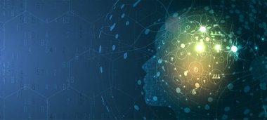 Yapay zeka kavramsal teknoloji Illustration. Fütüristik arka plan