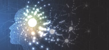 Yapay zeka kavramsal teknoloji Illustration. Fütüristik arka plan